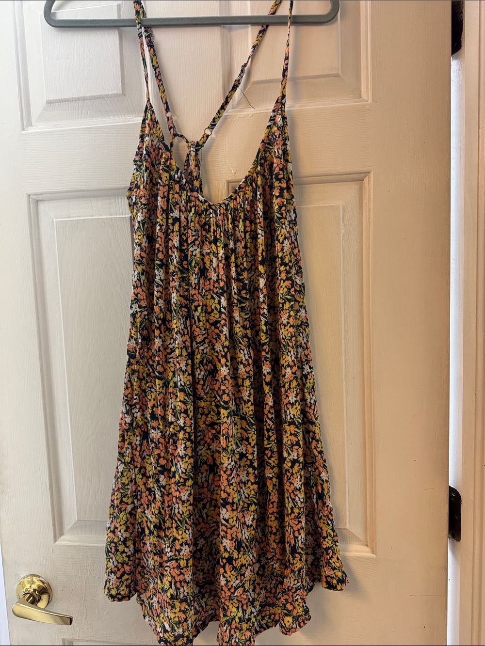 Roxy Black Floral Spaghetti-Strap Mini Dress